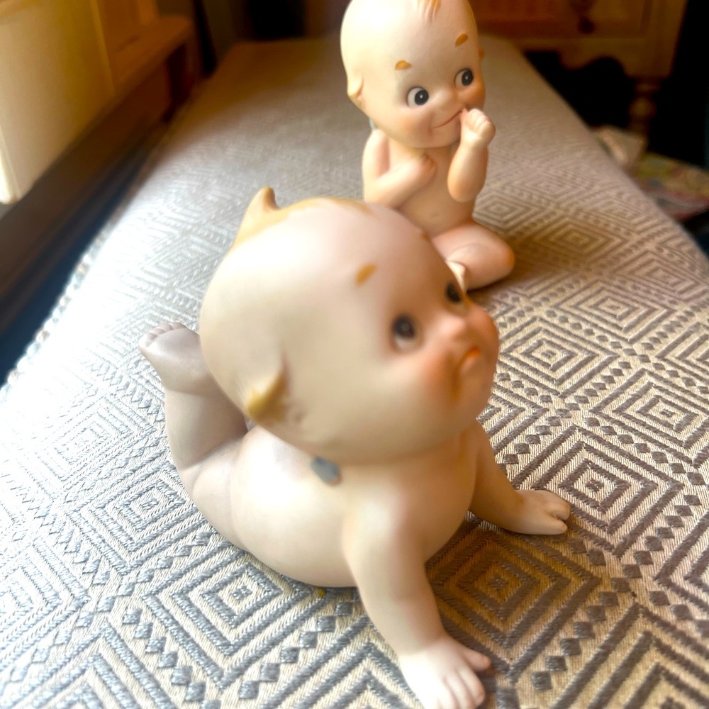 Adorable Kewpie bisque Porcelain Baby Figurines (2) Vintage